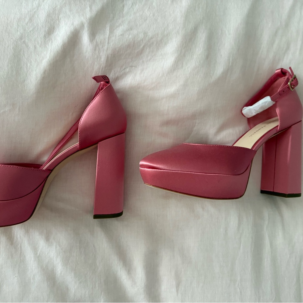 Loeffler Randall Pink Platform Heels with Ankle Strap